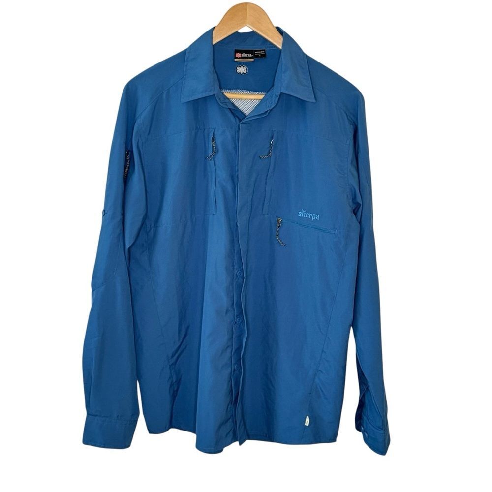 Sherpa Men's Long Sleeve 100% Recycled Polyester Button Front Shirt Size Large